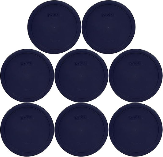 Pyrex 7402-PC 6/7 Cup Blue Food Storage Replacement Lid (8-Pack) - Made in the USA