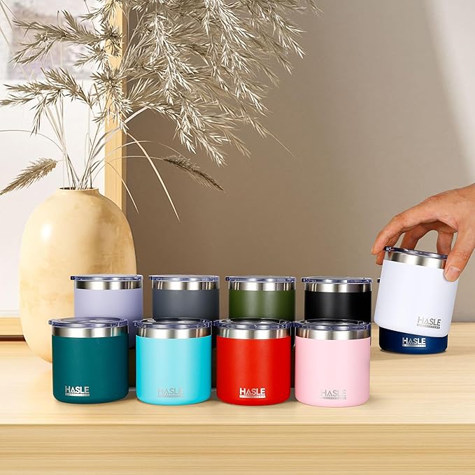 HASLE OUTFITTERS 10oz Insulated Tumblers with Lid and Straw,Stainless Steel Tumbler Travel Coffee Mug,Double Wall Reusable Tumbler Cup for Iced and Hot Drinks(Navy，1 Pack)