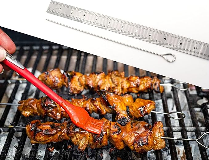 30 Pack 10 Inch Metal Barbecue Skewers, Stainless Steel BBQ Skewers, Shish Kebab Kabob Skewers (BBQ 10Inch-30p)