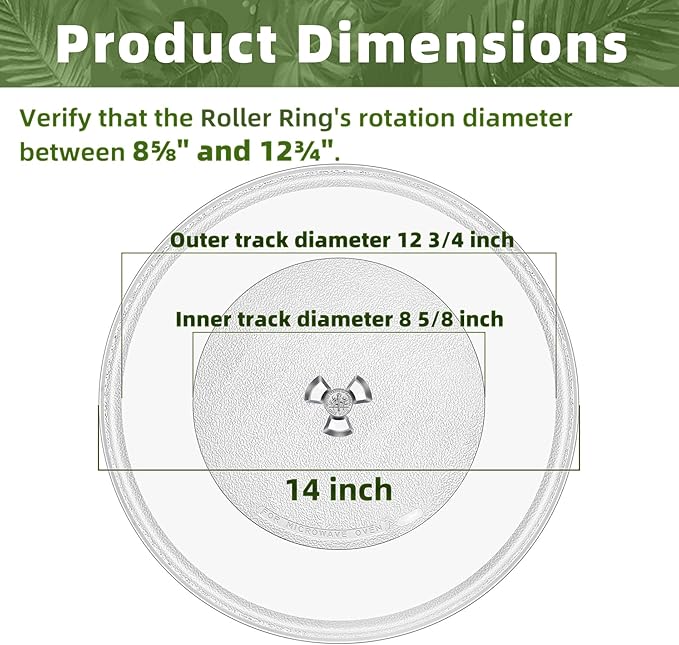 14" Microwave Glass Plate for LG Microwave Plate MJS47373301, MJS47373302, MJS47373303, MJS47373304 Compatible With LG Microwave Plate Replacement