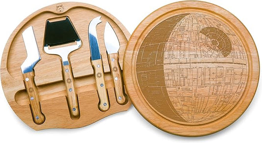 PICNIC TIME Star Wars Death Star Circo Cheese Board and Knife Set, Charcuterie Board Set, Wood Cutting Board, (Parawood)