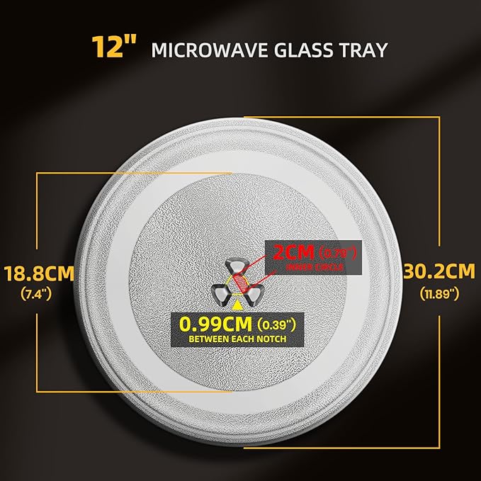12" Microwave Replacement Turntables, Microwave Glass Plate Compatible with Replacement Part of W11367904/ W10337247/ AP6892124/ W11335034/ WPW10337247 etc – Dishwasher Safe