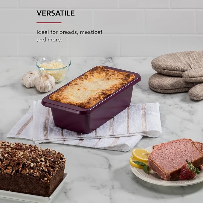 KitchenAid 9x5in Nonstick Aluminized Steel Loaf Pan, Beetroot