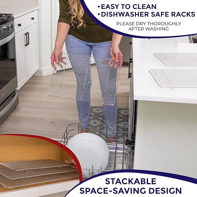 KITCHENATICS Heavy Duty Small Oven Cooling Racks for Cooking, Baking, Roasting and Grilling, Oven Safe Stainless Steel Wire Racks, Cookie Cooling Racks fit Quarter Sheet Pan, 8.5" x 12" IN, Set of 2