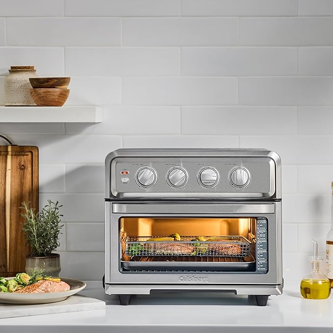 Cuisinart Air Fryer Toaster Oven with Grill, 1800W 8-1 Air Fryer Oven with Bake, Convection Bake, Grill, Broil and Warm Options, Large Capacity, 60-Minute Timer, TOA-70NAS, Stainless Steel