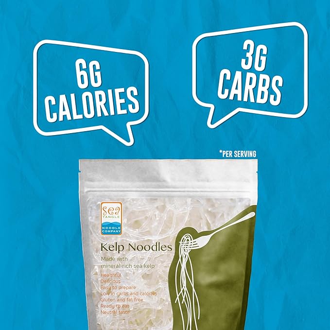 Sea Tangle Moringa Kelp Noodles (12oz) - Pack of 3 - Low Calorie Asian Noodles for Healthy Noodle Dishes - Gluten Free, Keto Noodle Sub for Rice Noodles, Glass Noodles, Pad Thai Noodles, Vermicelli