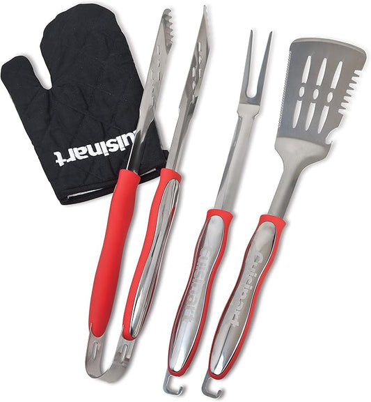 Cuisinart CGS-134 Grilling Tool Set with Grill Glove, Red (3-Piece)