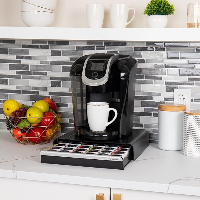 Mind Reader Single Serve Coffee Pod Drawer, 36 Pod Capacity, Countertop Organizer, Breakroom, 12.75"L x 13"W x 3"H, Black