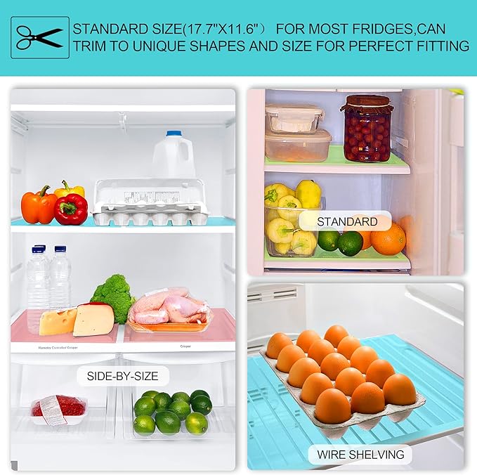 16 Pcs Refrigerator Liners Mats Washable, Refrigerator Mats Liner Waterproof Oilproof, Shinywear Fridge Liners for Shelves, Cover Pads for Freezer Glass Shelf Cupboard Cabinet Drawer (16 Blue)