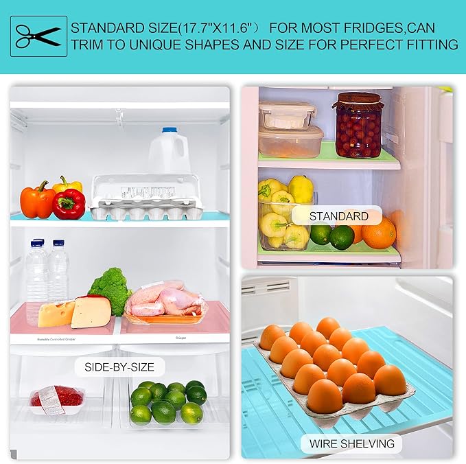 16 Pcs Refrigerator Liners Mats Washable, Refrigerator Mats Liner Waterproof Oilproof, Shinywear Fridge Liners for Shelves, Cover Pads for Freezer Glass Shelf Cupboard Cabinet Drawer (16 Black)