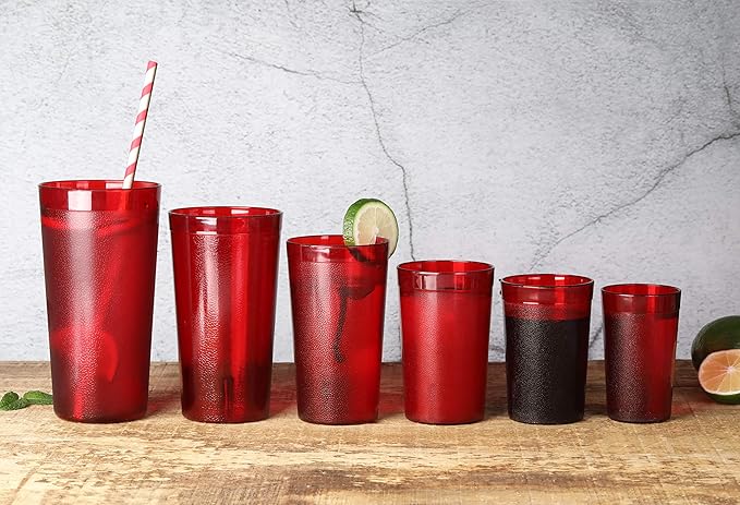 New Star Foodservice | Restaurant-Grade Beverage Tumblers (Red Set of 12, 20 oz)