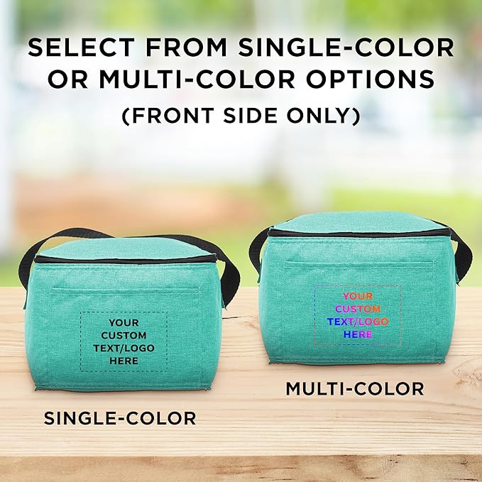 DISCOUNT PROMOS Custom Insulated Cooler Lunch Bag Set of 100, Personalized Bulk Pack - Perfect for Work, Travel, Outdoor Events - Mint