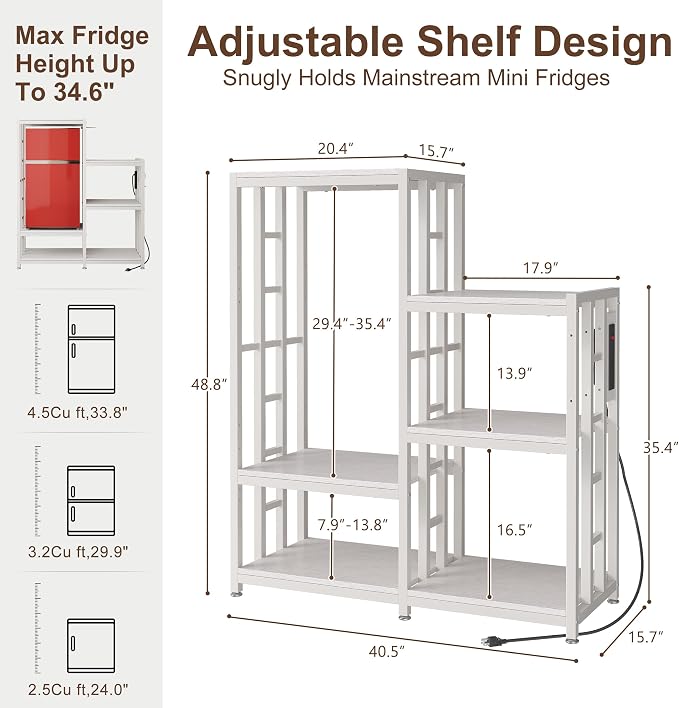 Mini Fridge Stand Coffee Bar Cabinet Station - Image 2