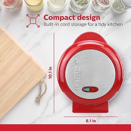 Holstein Housewares Omelet Maker, Non-Stick, Stainless Steel | 2 Individual Portions | Red | Pack of 6