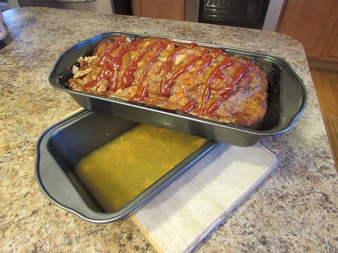 Evelots Meatloaf Pan-Drains Fat-Non Stick-Cooking/Baking-More Flavor-2 Piece Set