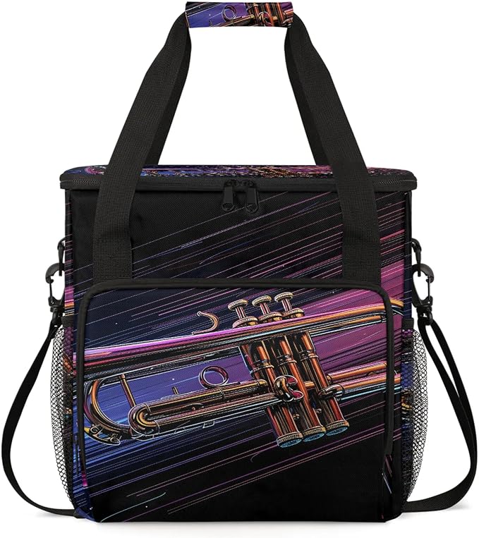 Music Trumpet Coffee Maker Carring Bag, Large Insulated Storage Organizer Case by Home