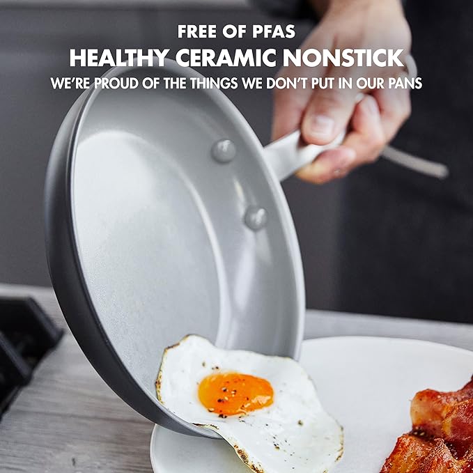 GreenPan Chatham Hard Anodized Healthy Ceramic Nonstick, 10" and 12" Frying Pan Skillet Set, PFAS-Free, Dishwasher Safe, Oven Safe, Gray