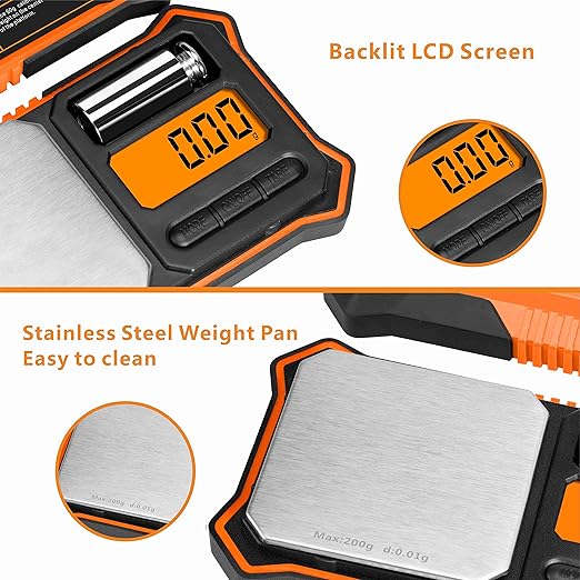 Fuzion Digital Pocket Scale, 200g x 0.01g Jewelry Gram Scale, 6 Units Conversion, LCD Back-Lit Display, Use for Jewelry/Medicine/Food/Powder/Herb(Battery Included)