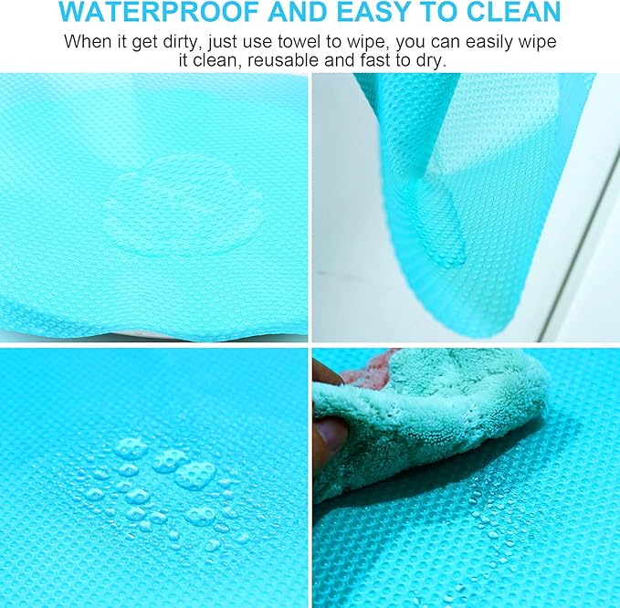 11 PCS Refrigerator Mats, EVA Refrigerator Liners for Shelves Washable Can Be Cut Fridge Shelf Liner Waterproof Fridge Pads Mat Drawer Table Placemats, Pink/3 Green/4 Blue/4