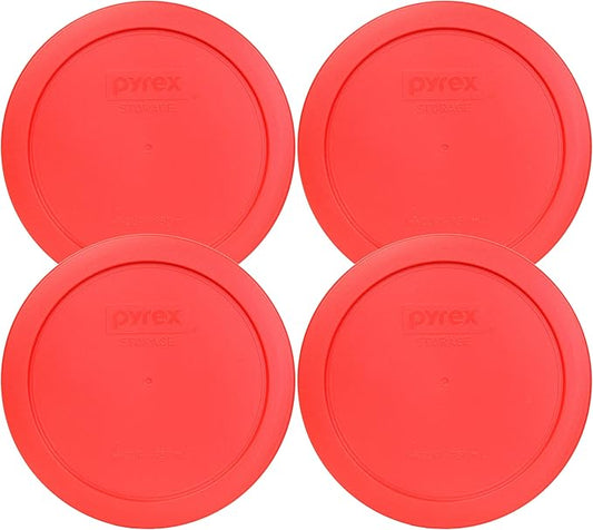 Pyrex 7201-PC 4-Cup Red Food Storage Replacement Lid (4-Pack) - Made in USA