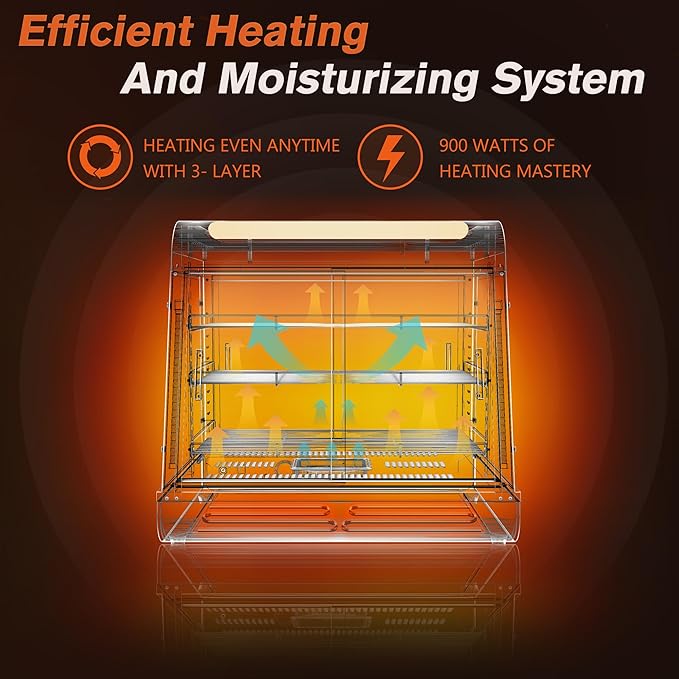 Whalefall Countertop Food Warmer with top Holder, 27 inch Commercial Food Warming Cabinet, tri-Color Lighting, w/Thermometer and Adjustable Thermostat for Cafeteria Kitchens Restaurants