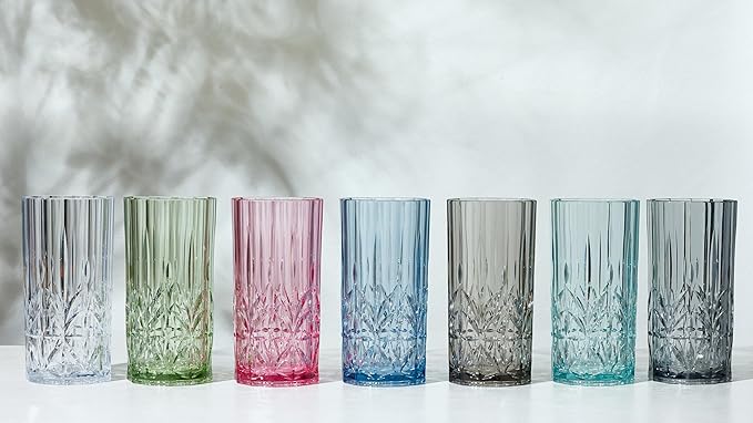 BELLAFORTE Shatterproof Tritan Tall Tumbler, Set of 4, 18oz - Myrtle Beach Drinking Glasses - Unbreakable Plastic Drinking Glasses for Gifting, Parties, New Year - BPA Free - Dishwasher Safe - Pink