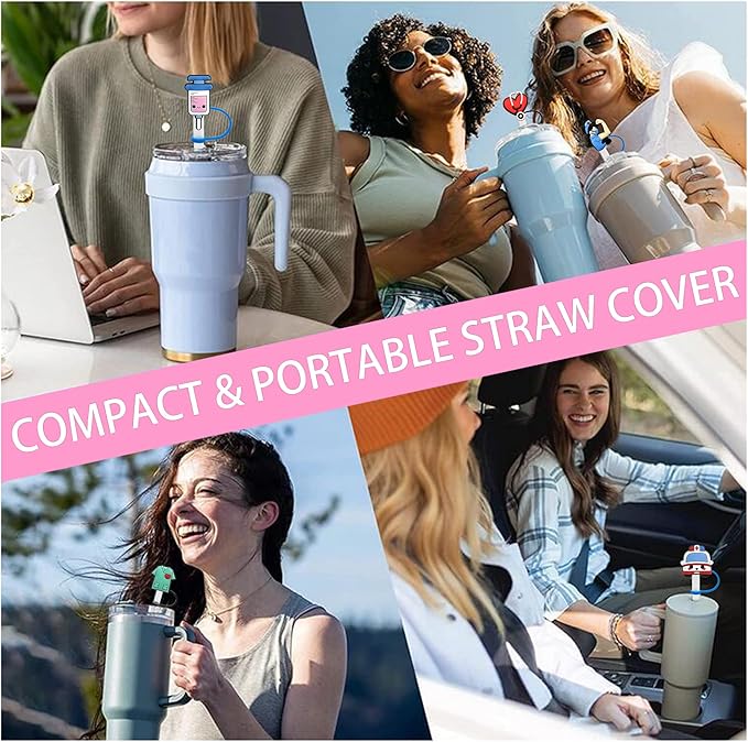 Nurse Straw Cover Cap for Stanley Cup,Straw Topper Compatible for 30 and 40 Oz Tumbler with Handle,10 mm 0.13 in. Reusable Straw Tip Lids