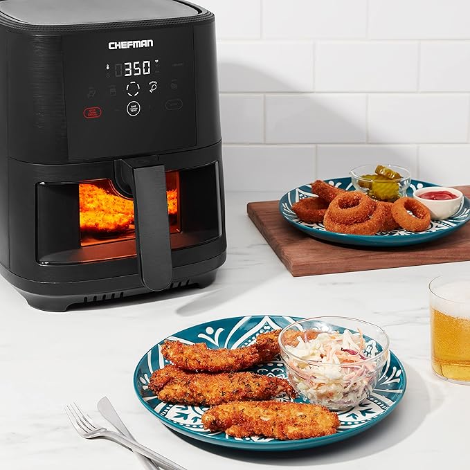 Chefman TurboTouch Easy View Air Fryer, The Most Convenient And Healthy Way To Cook Oil-Free, Watch Food Cook To Crispy And Low-Calorie Finish Through Convenient Window, 5 Qt