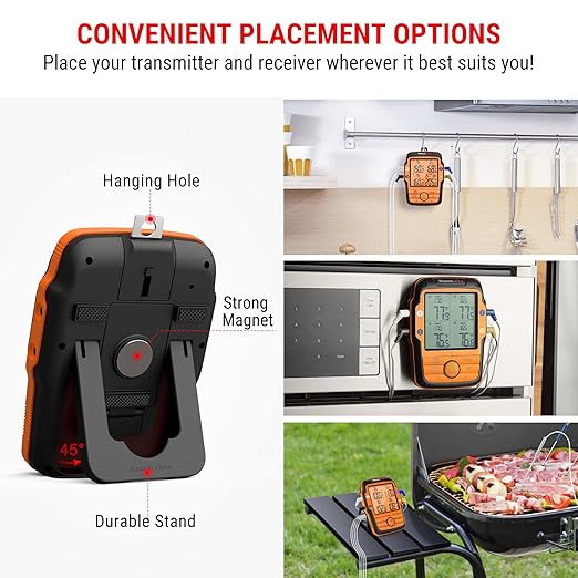 ThermoPro TP27 500FT Long Range Wireless Meat Thermometer for Grilling and Smoking with 4 Probes Smoker BBQ Grill Kitchen Food Cooking Digital Thermometer for Meat
