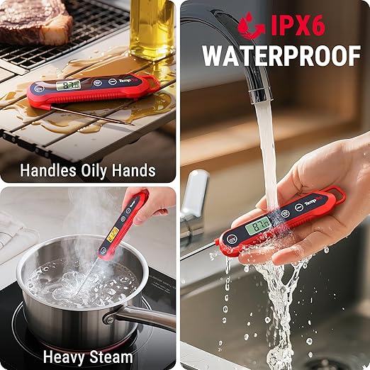 ThermoPro TempPro 3-Sec Instant Read Digital Meat Thermometer, ±0.9°F Accuracy, Waterproof & Backlight Food Thermometer for Cooking, Oil Fry Candy Meat Probe for Kitchen, BBQ, Oven, Grill, Smoker