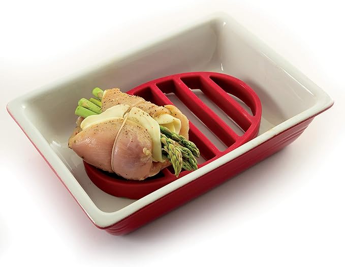 Norpro 405 Oval Silicone Roast Rack, Red 9x6