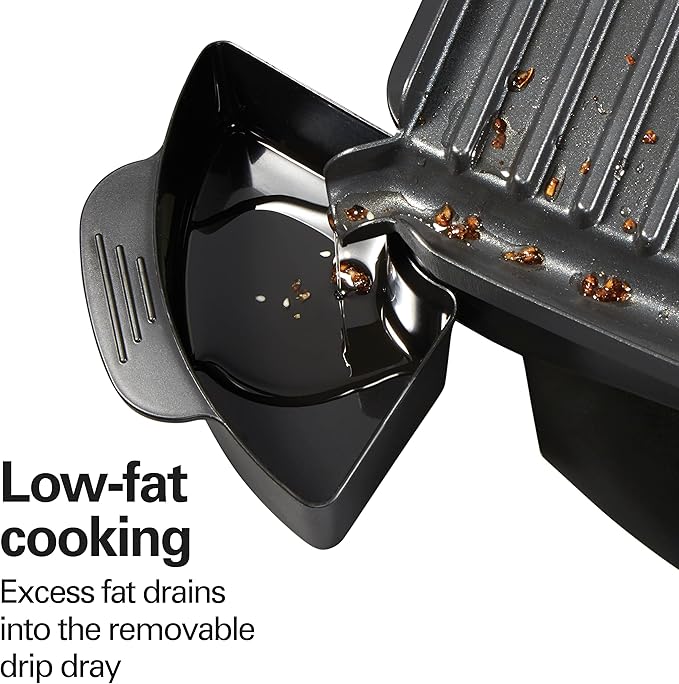 Hamilton Beach Steak Lover's Electric Indoor Searing Grill, Nonstick 100 Square, Stainless Steel (25331), Black and Stainless, Medium