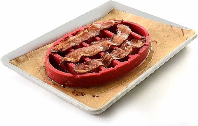 Norpro 405 Oval Silicone Roast Rack, Red 9x6
