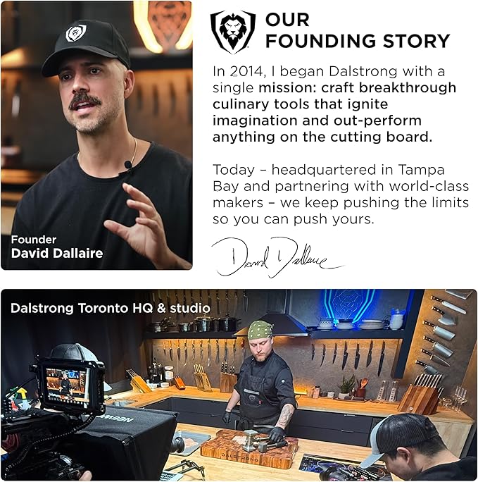 DALSTRONG Knife Block Set - 5 Piece - Valhalla Series - Ravenstone Black Blade Titanium Coated - Premium 9CR18MOV HC Steel - Resin & Wood Handle - Razor Sharp - Kitchen Cooking Chef's Knife