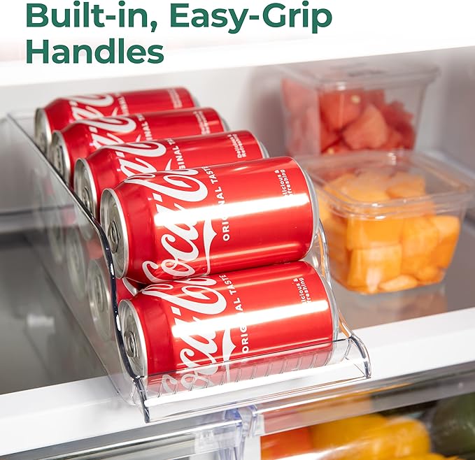 Greenco Soda Can Organizer for Refrigerator, Durable Handles, 1 Pack | Fridge Soda Can Organizer | Soda Can Holders for Fridge | Soda Can Dispenser for Refrigerator | Drinks, Kitchen Organization