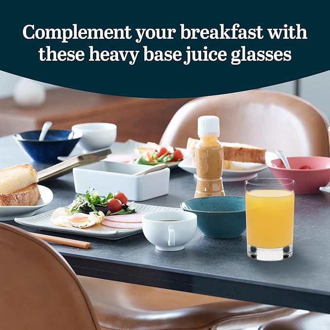Libbey Fruit Juice Glasses, Heavy Base Glasses Drinking Set of 8, Breakfast Juice Cups, Everyday Clear Drinking Glasses for Cold Drinks