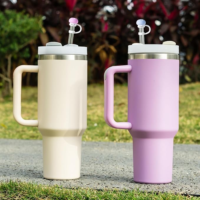 6Pcs Cute Mushroom Straw Cover Cap for Stanley Cup Decor, 10mm Reusable Cute Pink Drinking Straw Topper Accessories for, Portable Protector Plugs Decorations Gifts for Kids Party Favors