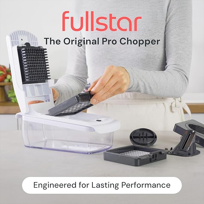 Fullstar The Original Pro Chopper - Vegetable Chopper and Spiralizer, Food Chopper with Container, Fruit Slicer, Kitchen Gadgets & Gifts, Home Essentials (4 in 1, Black)