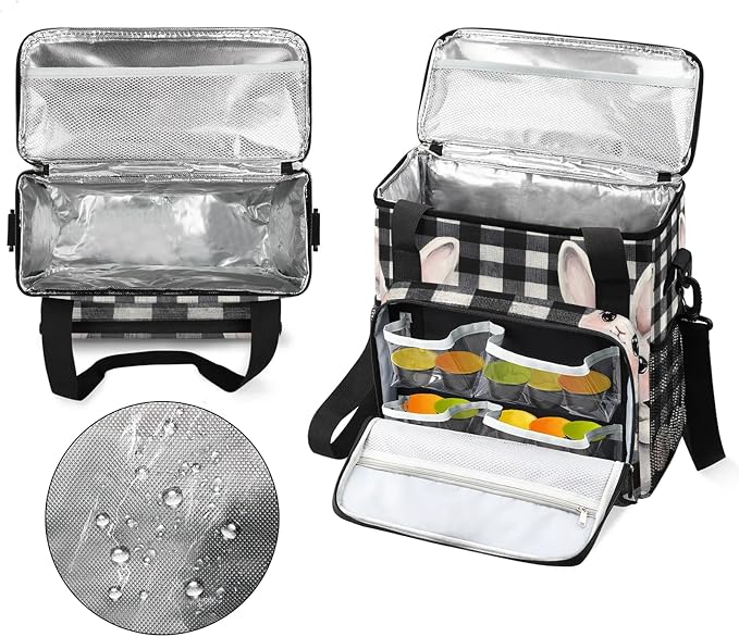 Easter Bunny Black And White Checkered Coffee Maker Carring Bag, Large - Image 3