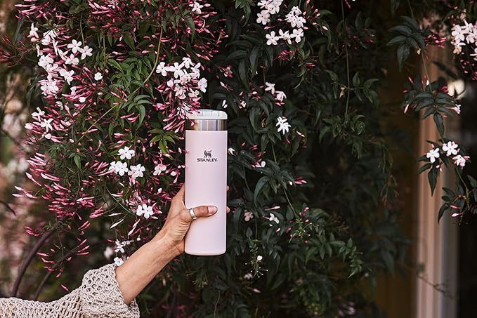 Stanley AeroLight Transit Bottle 20 oz | Locking Drink Through Lid | Leak Resistant Water Bottle or Coffee Travel Mug | Lightweight Insulated Stainless Steel | BPA-Free | Rose Quartz Glimmer