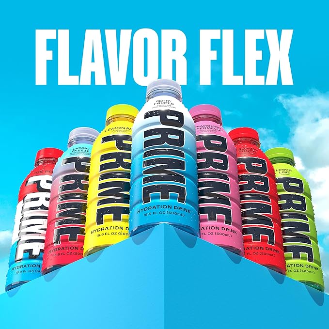 PRIME Hydration BERRY FREEZE, Sports Drinks, Electrolyte Enhanced for Ultimate Hydration, 250mg BCAAs, B Vitamins, Antioxidants, Low Sugar, 16.9 Fl Oz, 12 Pack