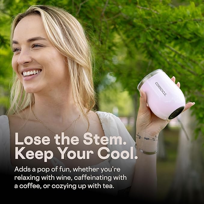 Corkcicle Stemless Wine Tumbler - Keeps Drinks Cold for 6 Hours - Triple-Insulated Stainless Steel - Non-Slip Base - Summer Drinkware Gift - Keeps Drinks Ice Cold - 12 oz - Pink Pop