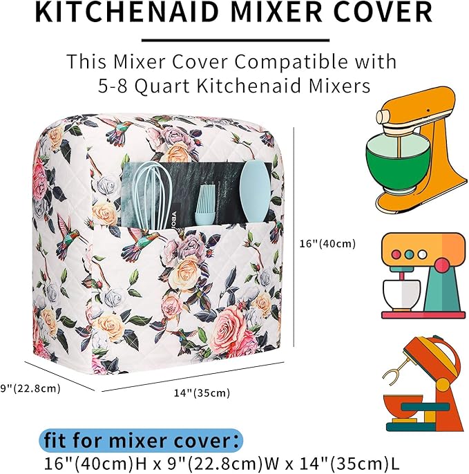 KitchenAid Mixer Cover with Pockets, Fits 5-8 Quart KitchenAid Mixers