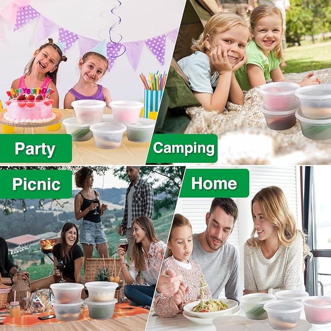 Deli Food Containers with Lids 12 oz-50 Pack Meal Prep Containers Food Storage Containers with Lids Stackable, Leakproof, BPA Free, Microwave Dishwasher Freezer Safe for Takeout Meal