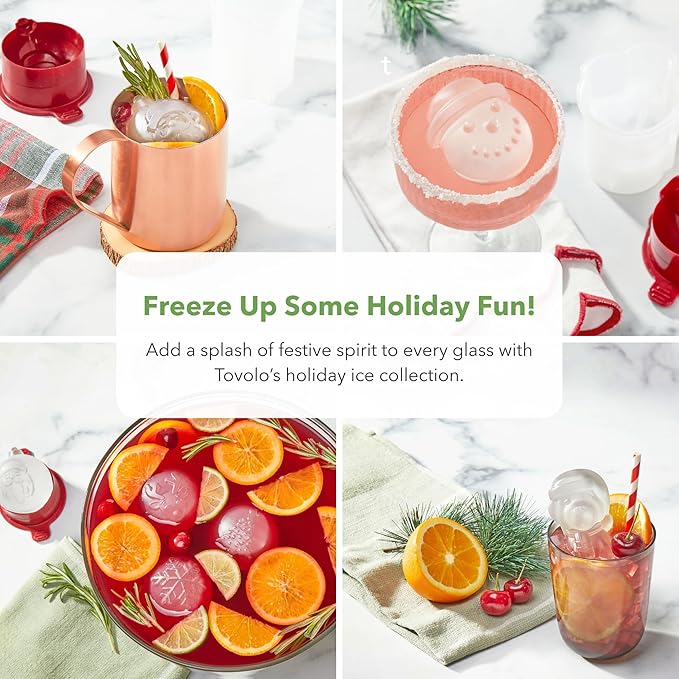Tovolo Cheers Shaped Ice Molds, Set of 2 - Large Cheers Ice Mold Gift - Unique Ice Mold Chills Drinks - Odor-Free Freezer Storage, Dishwasher-Safe with Silicone Plunger