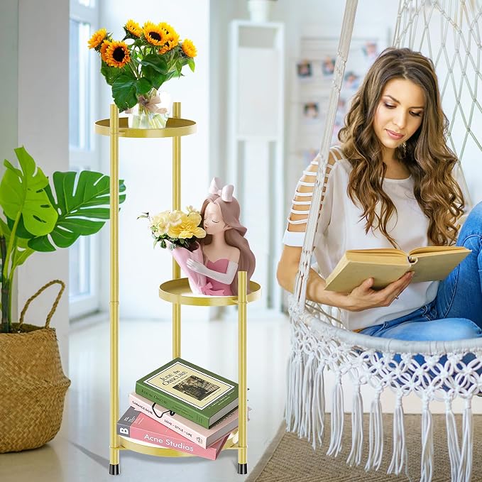 3 Tier Plant Stand Indoor Tall, Metal Flower Pot Stands Outdoor Holders Plant - Image 7