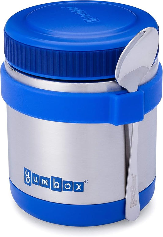 Yumbox Wide Mouth Zuppa 14 oz Triple Insulated Stainless Steel Food Jar, Superior Heat Retention, Leakproof, with Utensil Band and Spoon, Easy Open Grip, Hot 6 Hours or Cold 12 Hours, (Neptune Blue)