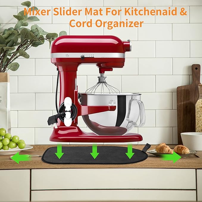 Sliding Mat for Kitchenaid Mixer, Mover Mat Pad for 5-8Qt Bowl Lift Stand Mixer, Kitchen Appliance Slider Compatible for Pro 600 Stand Mixer with White Kitchen Accessory, Kitchen Aid Mixer Accessories