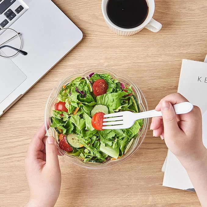 [48 oz. 50 Sets Clear Plastic Salad Bowls with Airtight Lids Disposable To Go Mixing Containers Serving for Fruit, Quinoa, Lunch and Meal Prep