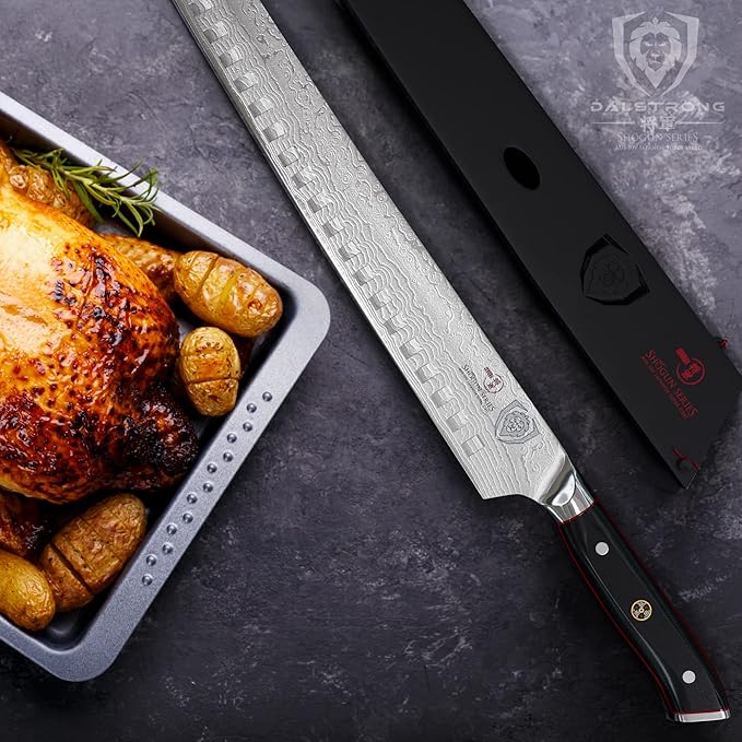 DALSTRONG Slicing Knife - 14 inch - Extra Long Slicer Knife - Shogun Series Elite - Japanese AUS-10V Super Steel - Vacuum Treated - G10 Handle - Carving Slicer BBQ, Brisket Gift Knife- Sheath Included